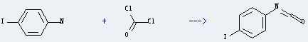 Benzene,1-iodo-4-isocyanato- can be prepared by 4-iodo-aniline and carbonyl dichloride.